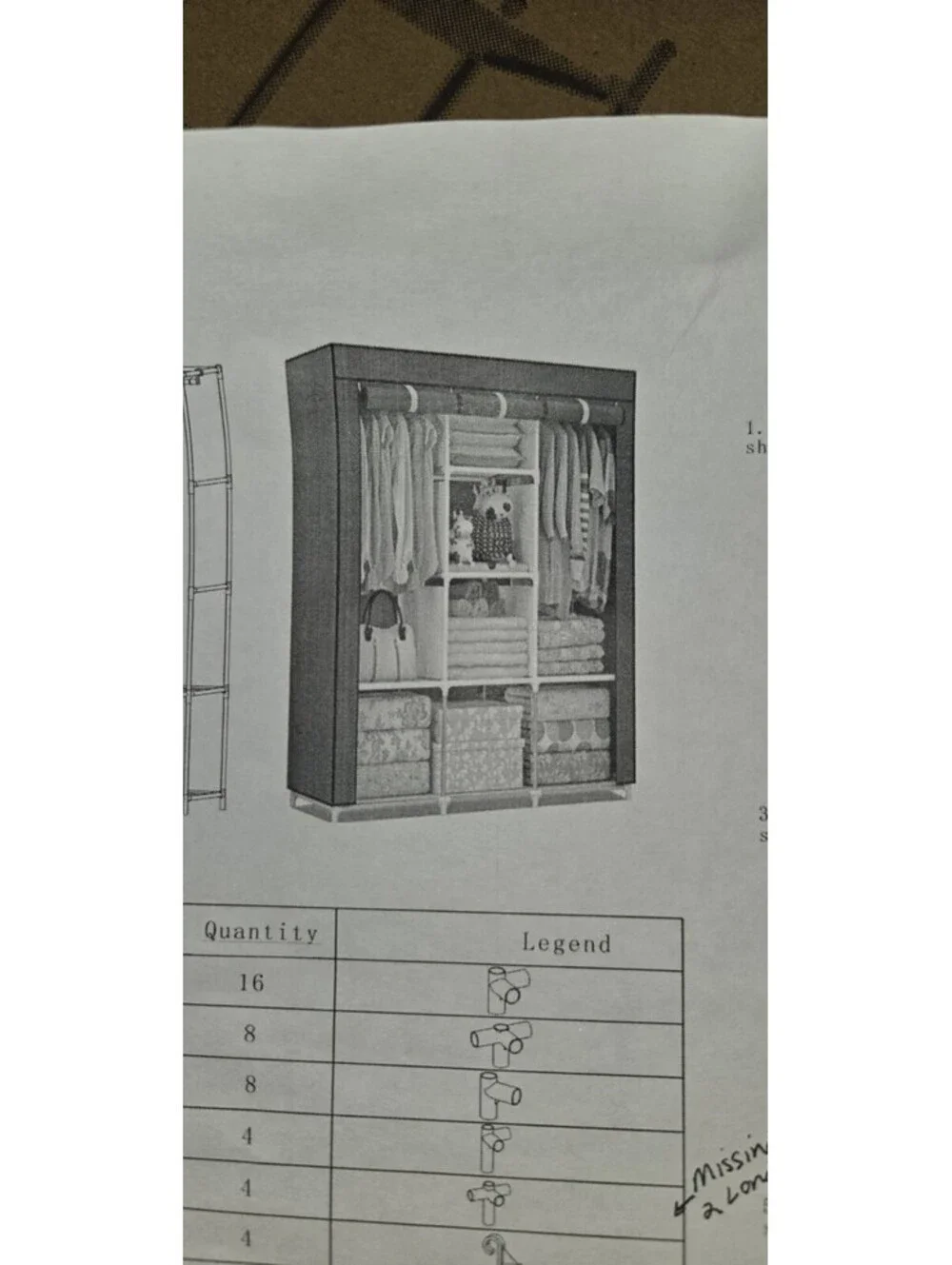 Portable Wardrobe Closet Metal Tube Frame  ****Missing A Few Pieces *****